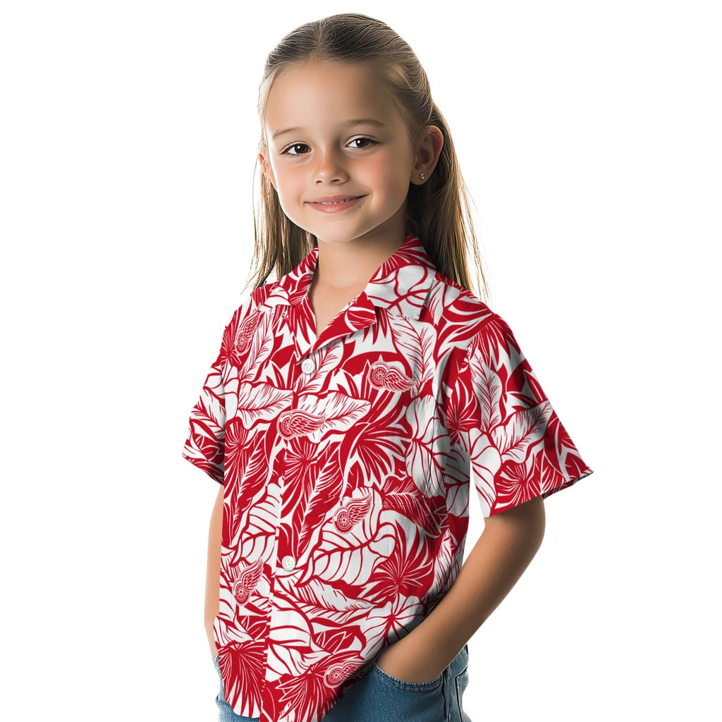 Detroit Red Wings Hawaiian Shirt - Monstera Layer | Hula Hawaiian Shirts