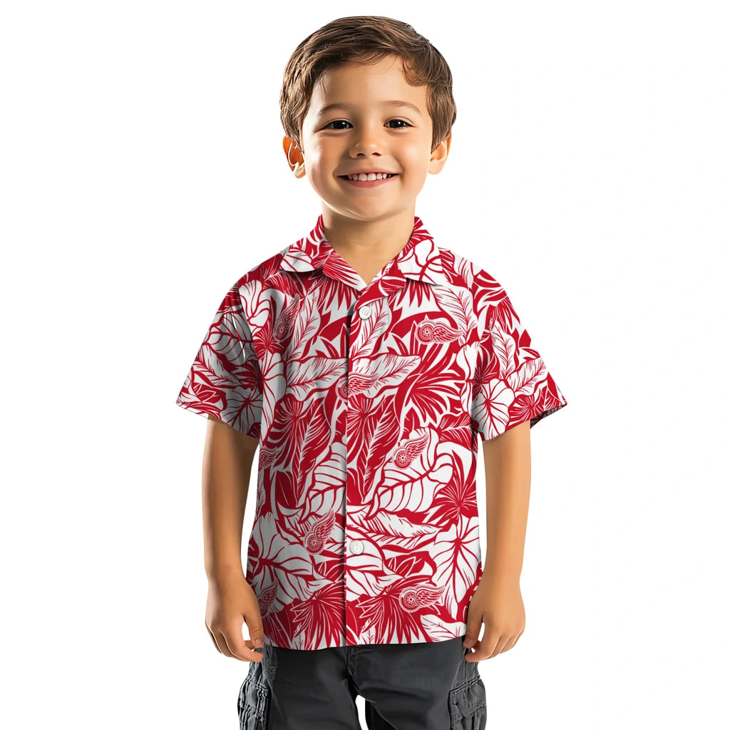 Detroit Red Wings Hawaiian Shirt - Monstera Layer | Hula Hawaiian Shirts