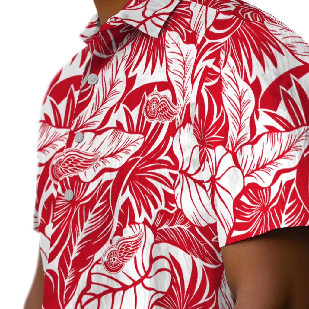 Detroit Red Wings Hawaiian Shirt - Monstera Layer | Hula Hawaiian Shirts