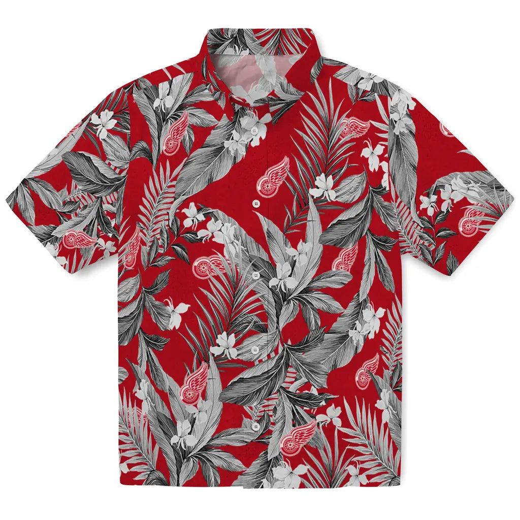 Detroit Red Wings Hawaiian Shirt - Palm Leaves | Hula Hawaiian Shirts