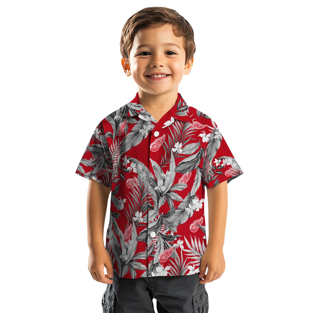 Detroit Red Wings Hawaiian Shirt - Palm Leaves | Hula Hawaiian Shirts