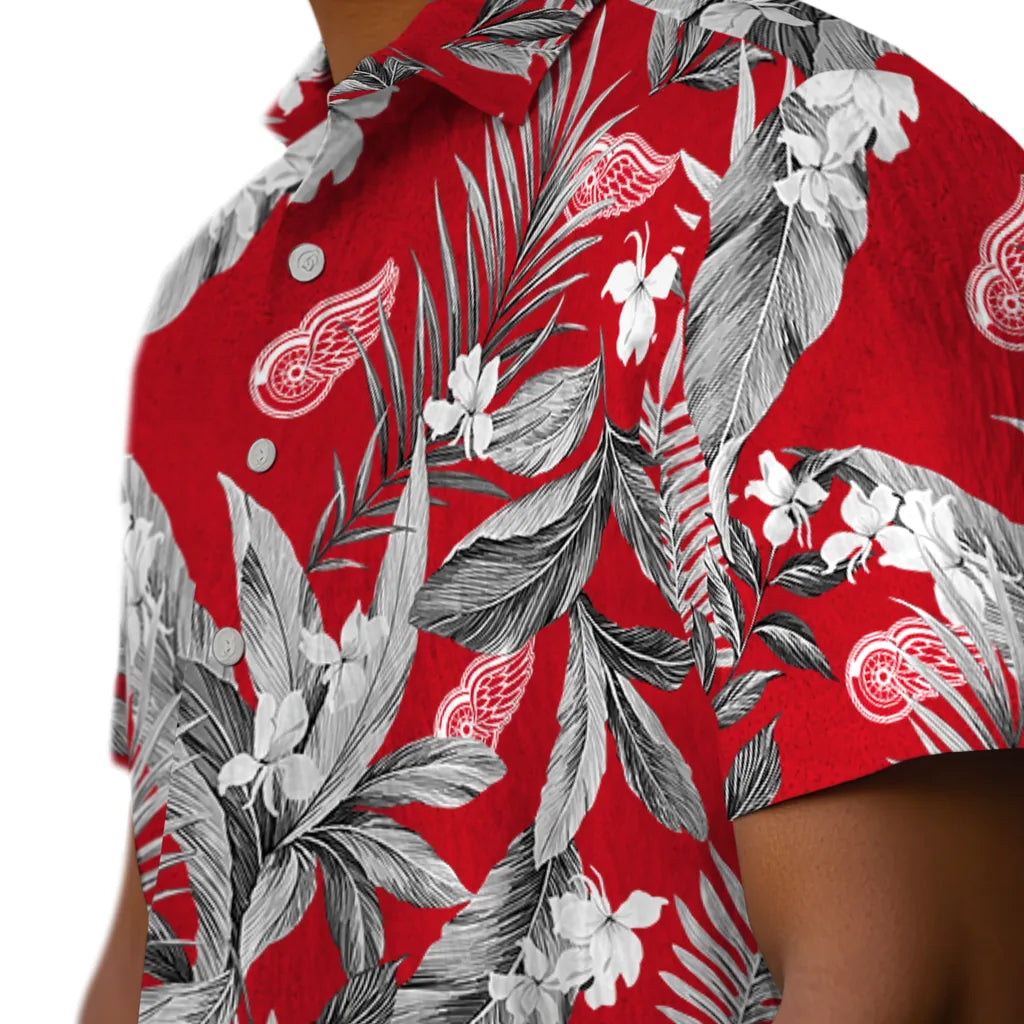 Detroit Red Wings Hawaiian Shirt - Palm Leaves | Hula Hawaiian Shirts