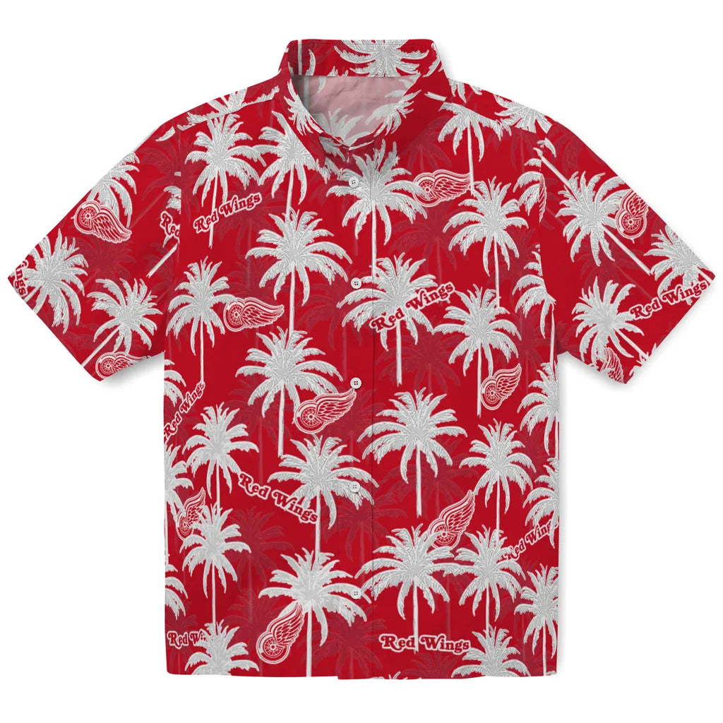 Detroit Red Wings Hawaiian Shirt - Palm Tree Motif | Hula Hawaiian Shirts