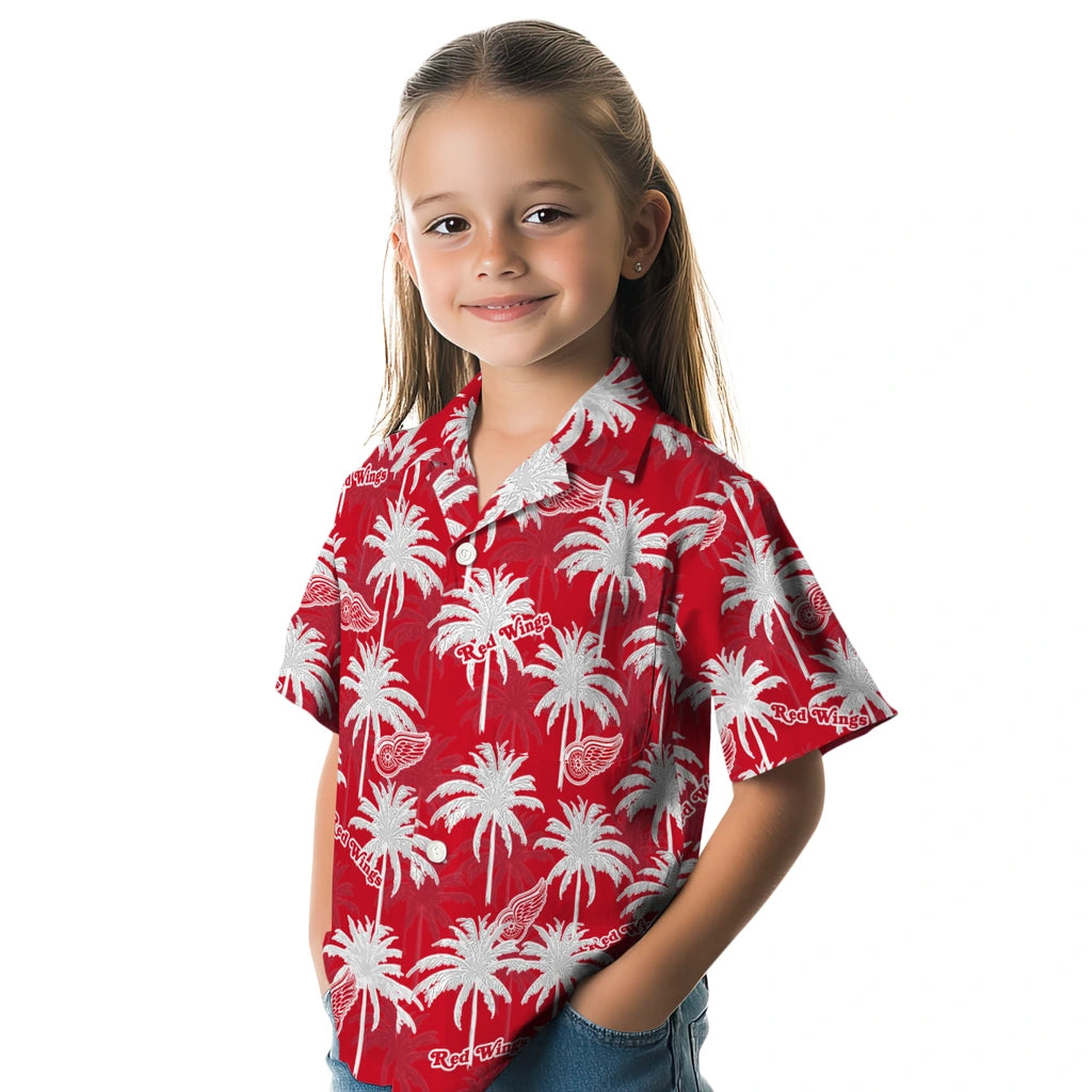 Detroit Red Wings Hawaiian Shirt - Palm Tree Motif | Hula Hawaiian Shirts