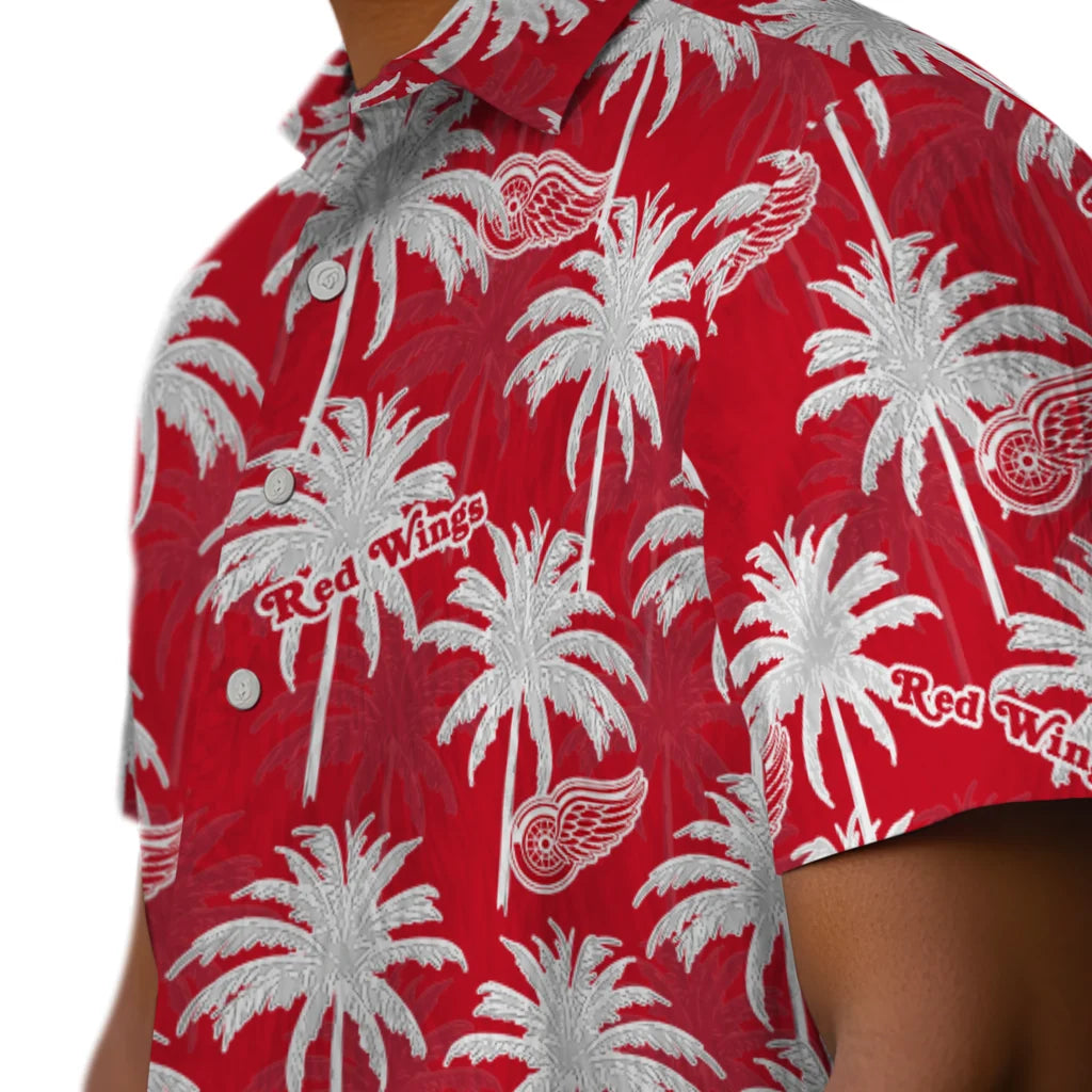 Detroit Red Wings Hawaiian Shirt - Palm Tree Motif | Hula Hawaiian Shirts