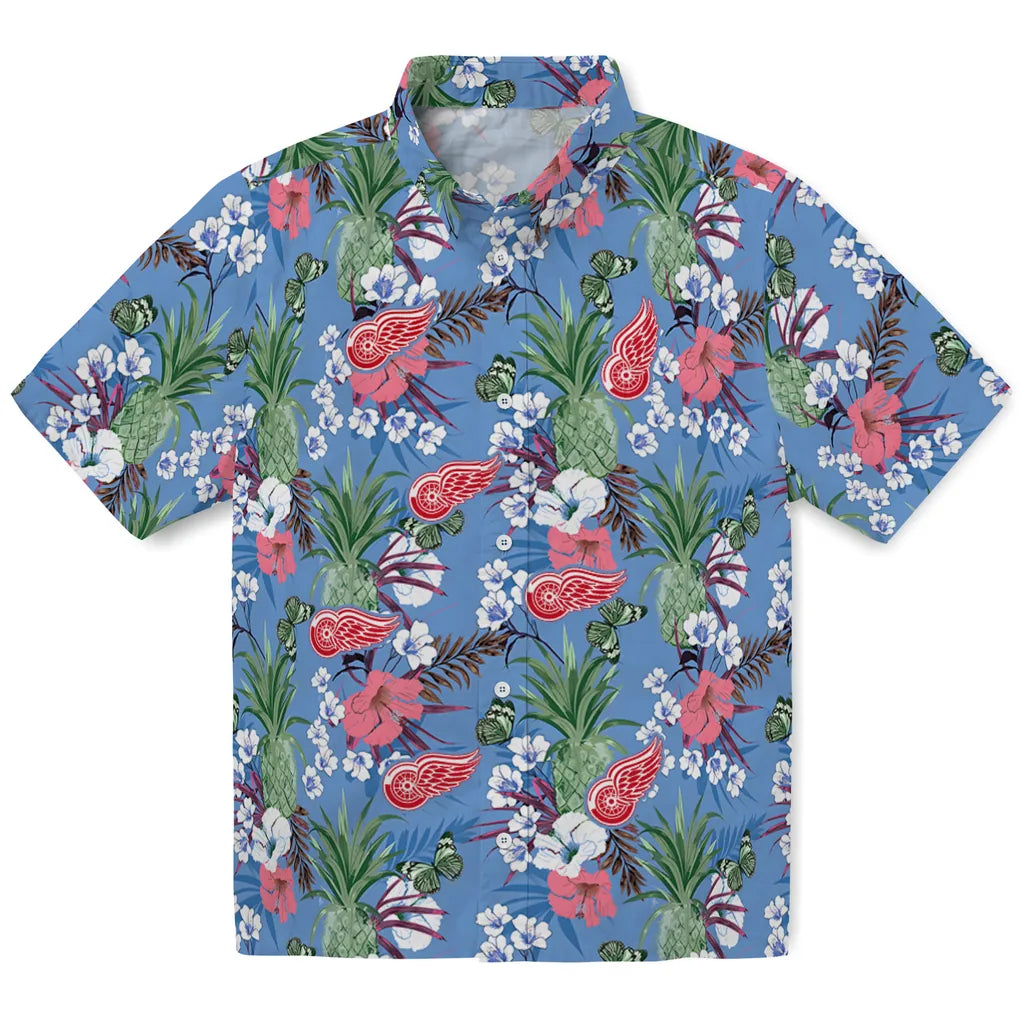 Detroit Red Wings Hawaiian Shirt - Pineapple Bouquet | Hula Hawaiian Shirts