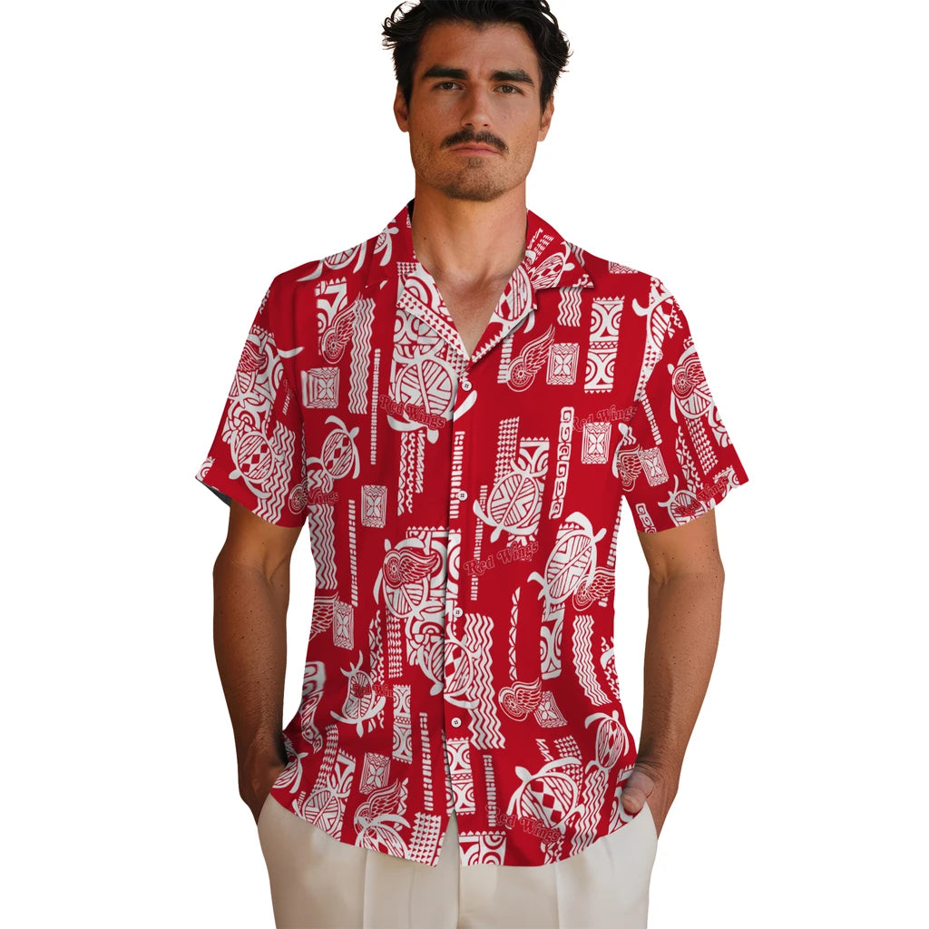 Detroit Red Wings Hawaiian Shirt - Turtle Lines | Hula Hawaiian Shirts