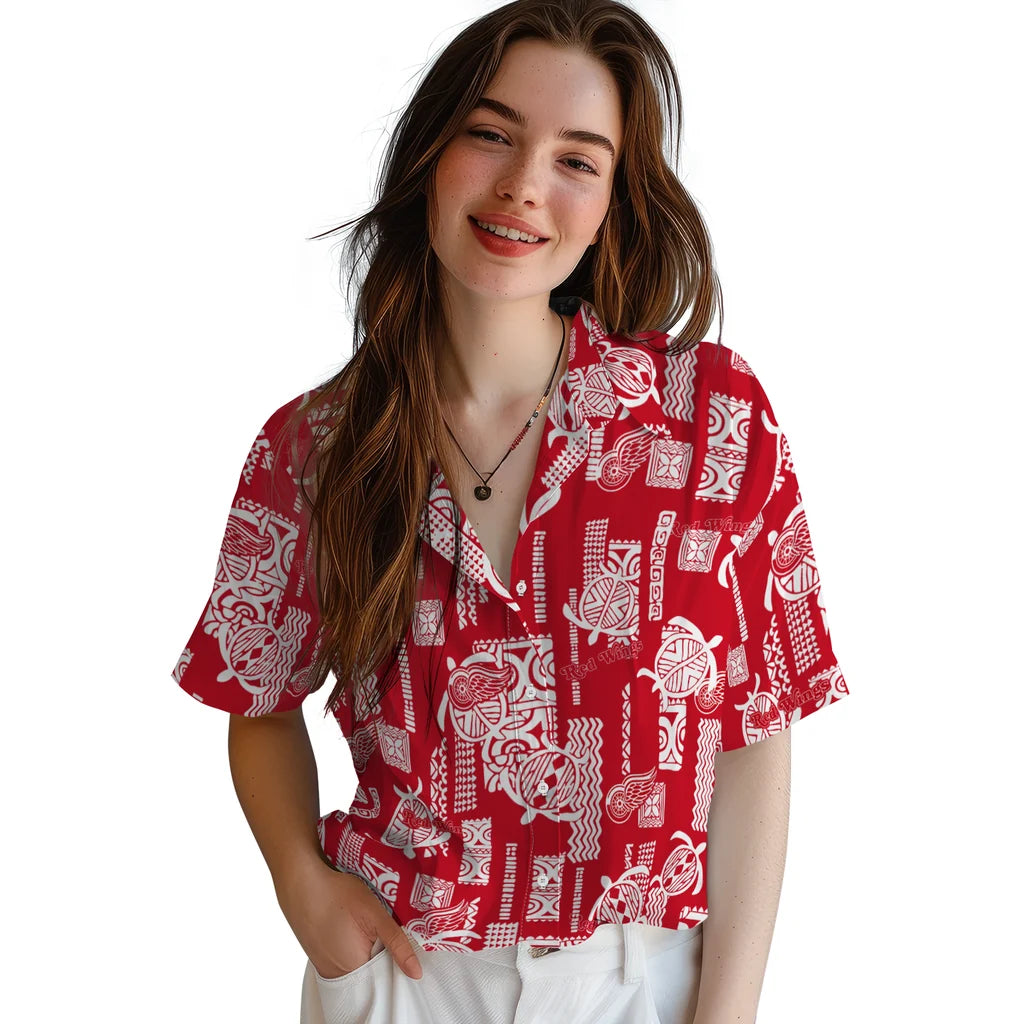 Detroit Red Wings Hawaiian Shirt - Turtle Lines | Hula Hawaiian Shirts