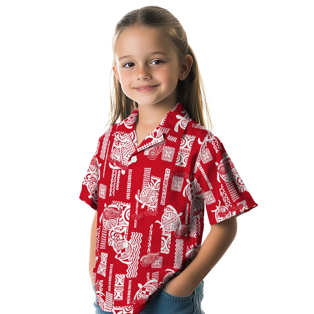 Detroit Red Wings Hawaiian Shirt - Turtle Lines | Hula Hawaiian Shirts