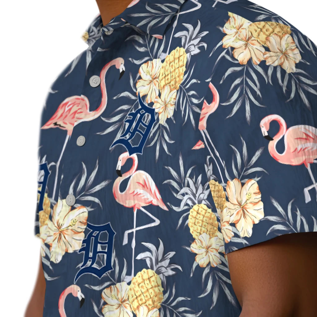 Detroit Tigers Hawaiian Shirt - Flamingo Hibiscus | Hula Hawaiian Shirts
