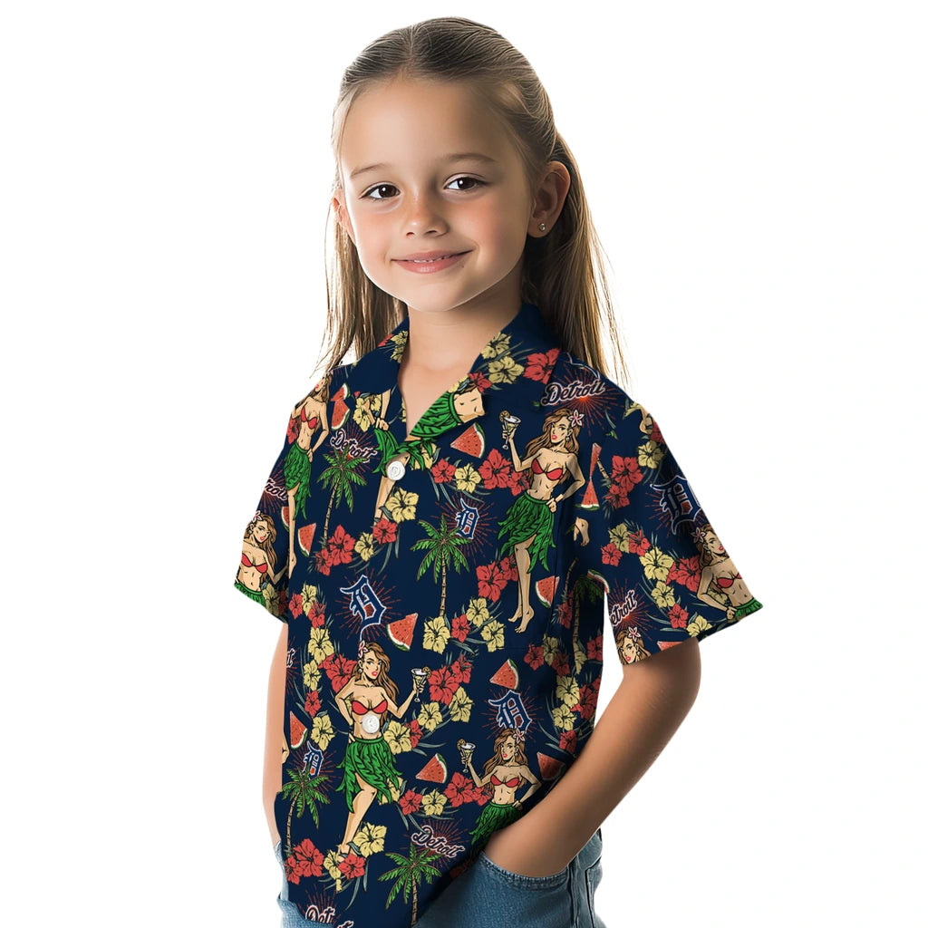 Detroit Tigers Hawaiian Shirt - Hawaiian Girls Design | Hula Hawaiian Shirts