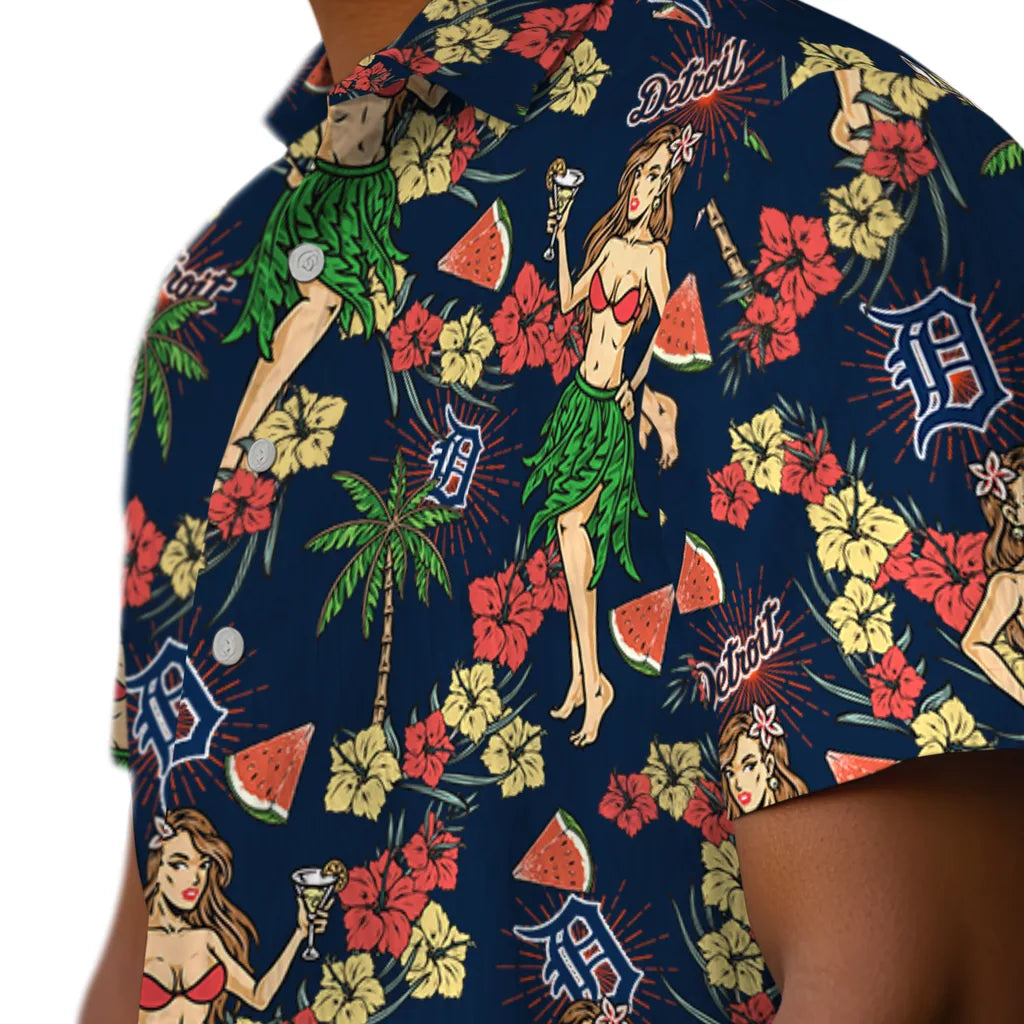 Detroit Tigers Hawaiian Shirt - Hawaiian Girls Design | Hula Hawaiian Shirts