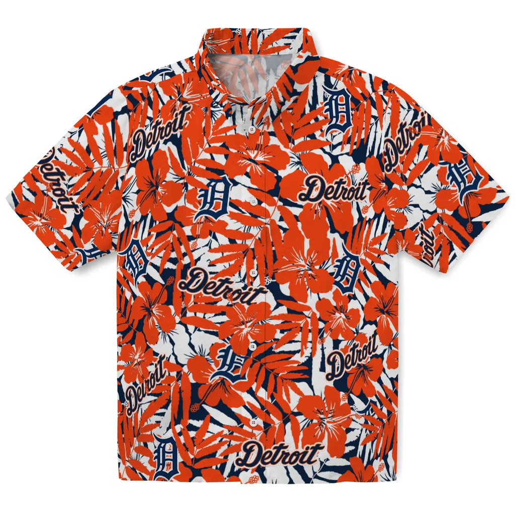 Detroit Tigers Hawaiian Shirt - Hibiscus Overlay | Hula Hawaiian Shirts