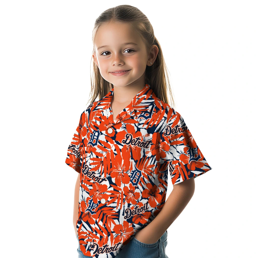 Detroit Tigers Hawaiian Shirt - Hibiscus Overlay | Hula Hawaiian Shirts