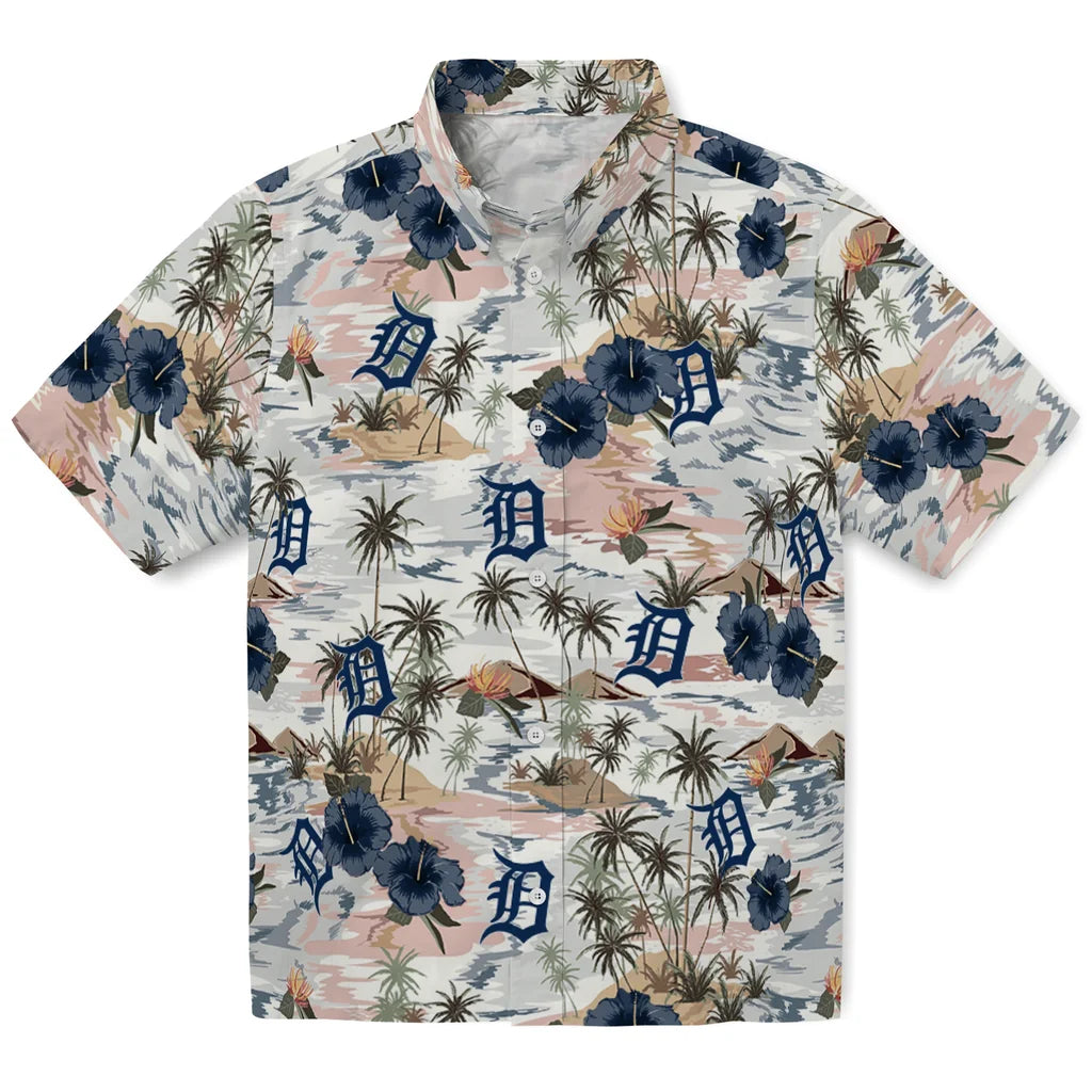 Detroit Tigers Hawaiian Shirt - Hibiscus Seaside | Hula Hawaiian Shirts