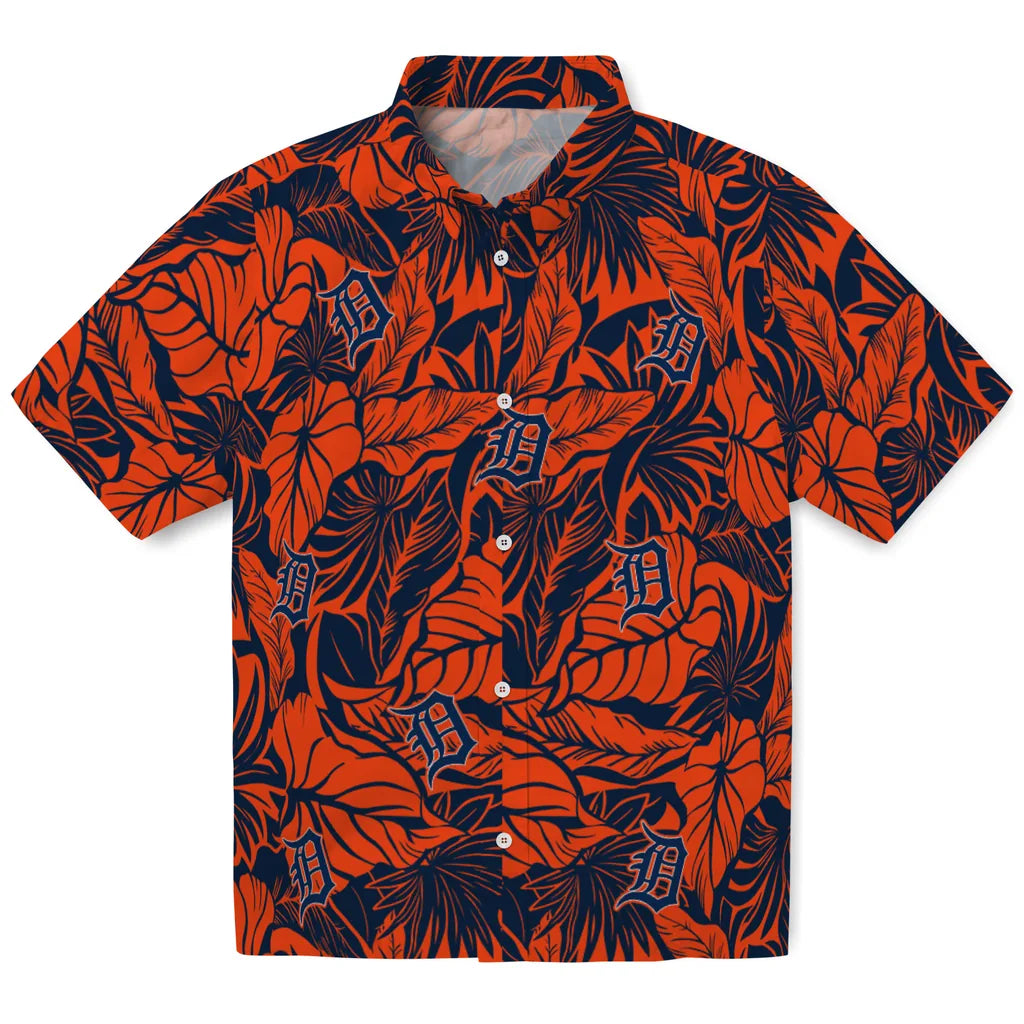 Detroit Tigers Hawaiian Shirt - Monstera Layer | Hula Hawaiian Shirts