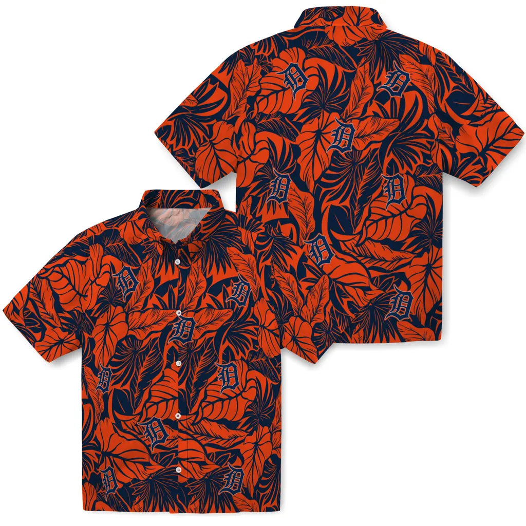 Detroit Tigers Hawaiian Shirt - Monstera Layer | Hula Hawaiian Shirts