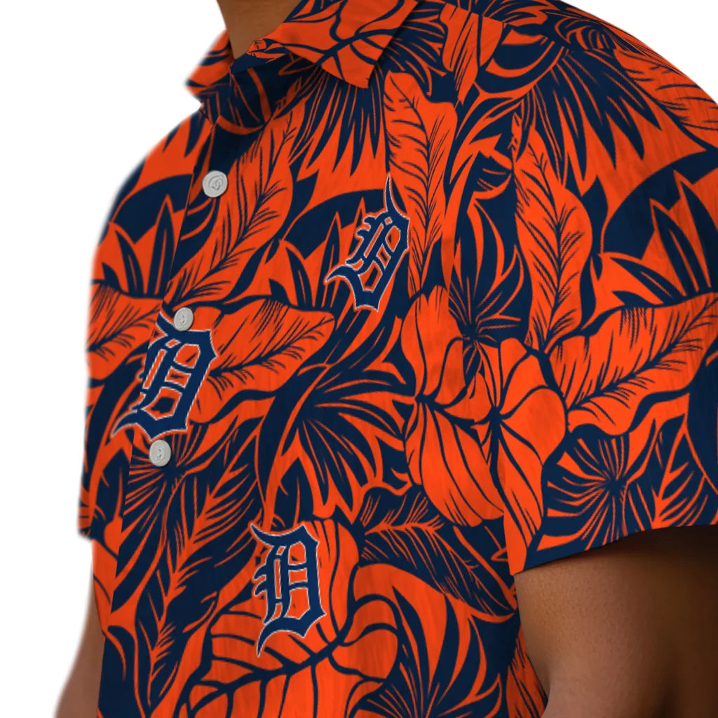 Detroit Tigers Hawaiian Shirt - Monstera Layer | Hula Hawaiian Shirts