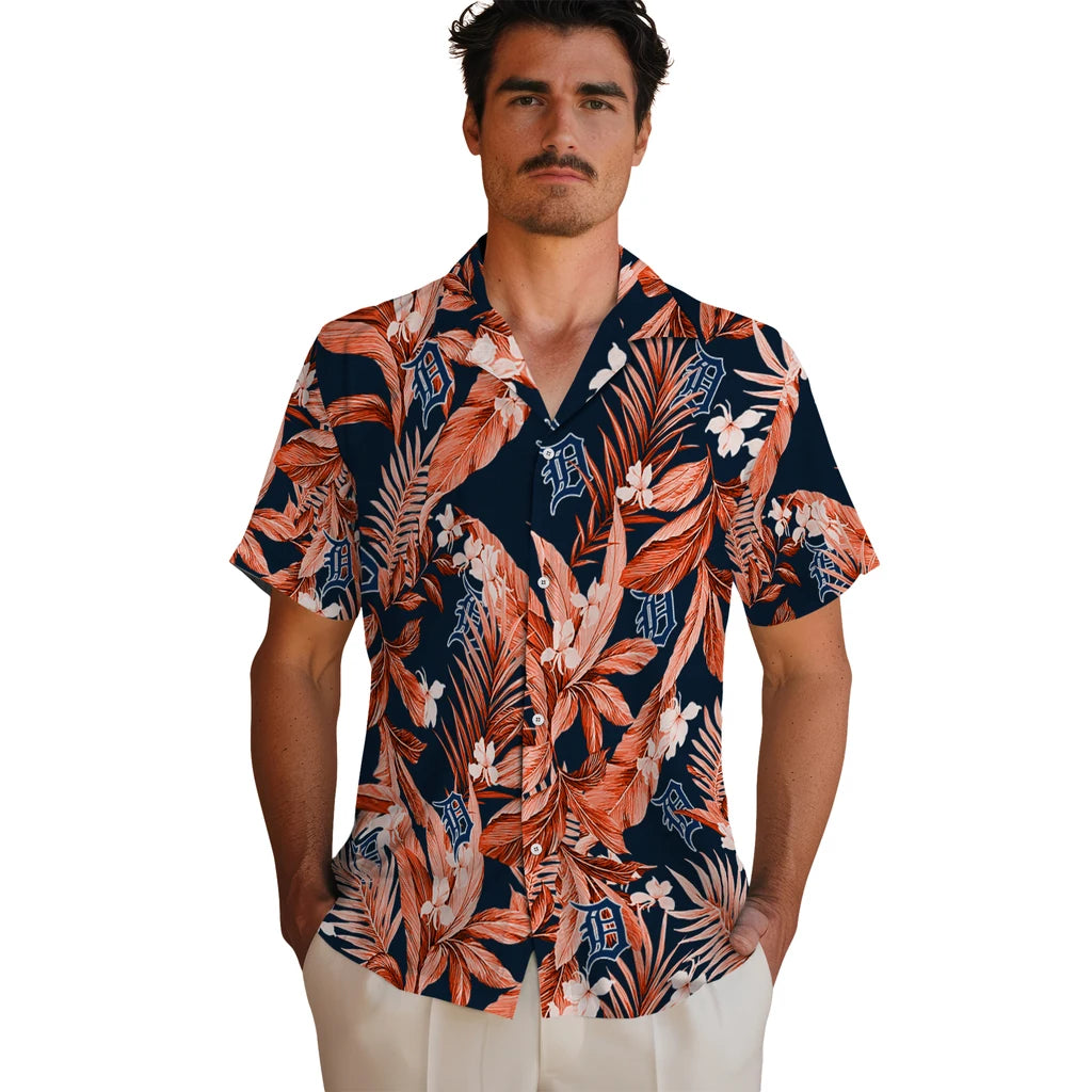 Detroit Tigers Hawaiian Shirt - Palm Leaves | Hula Hawaiian Shirts