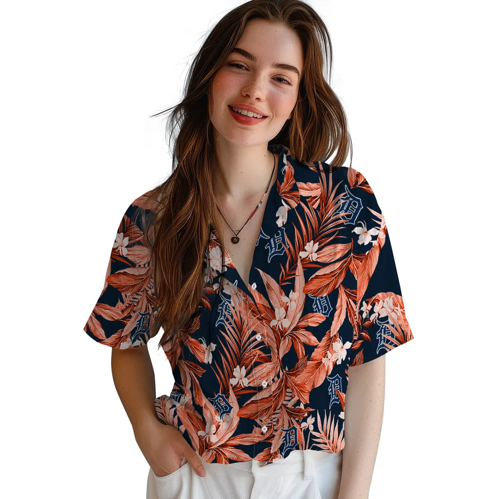 Detroit Tigers Hawaiian Shirt - Palm Leaves | Hula Hawaiian Shirts