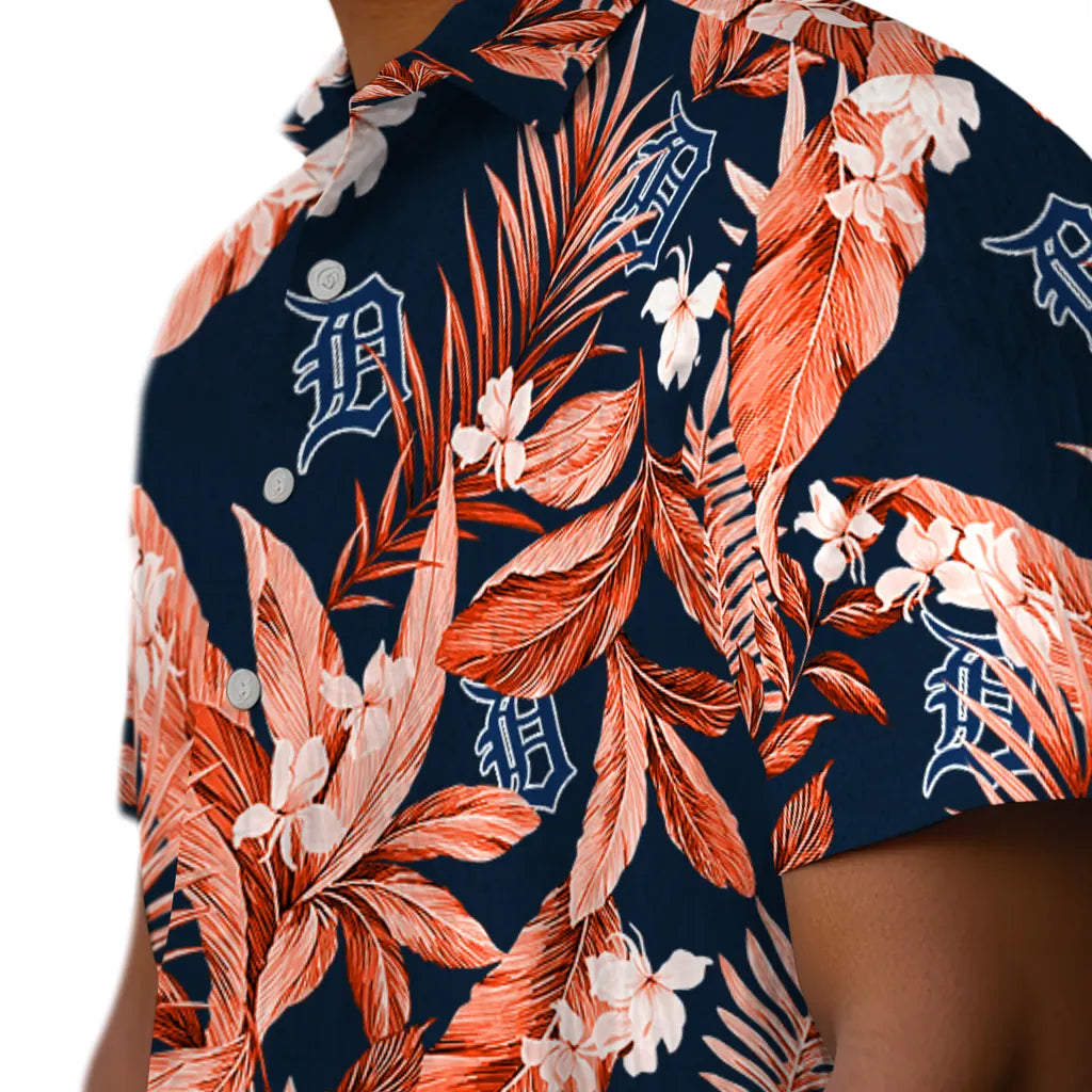 Detroit Tigers Hawaiian Shirt - Palm Leaves | Hula Hawaiian Shirts