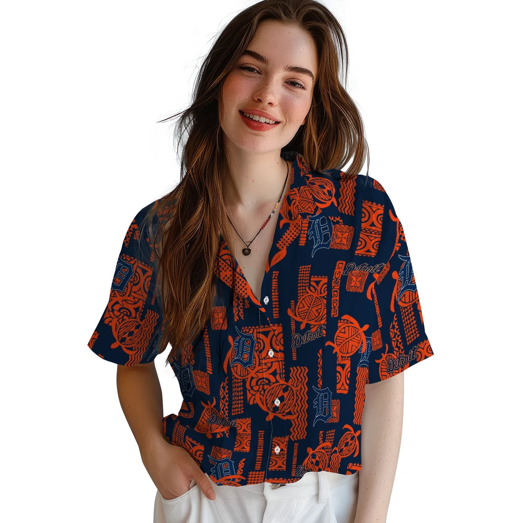 Detroit Tigers Hawaiian Shirt - Turtle Lines | Hula Hawaiian Shirts