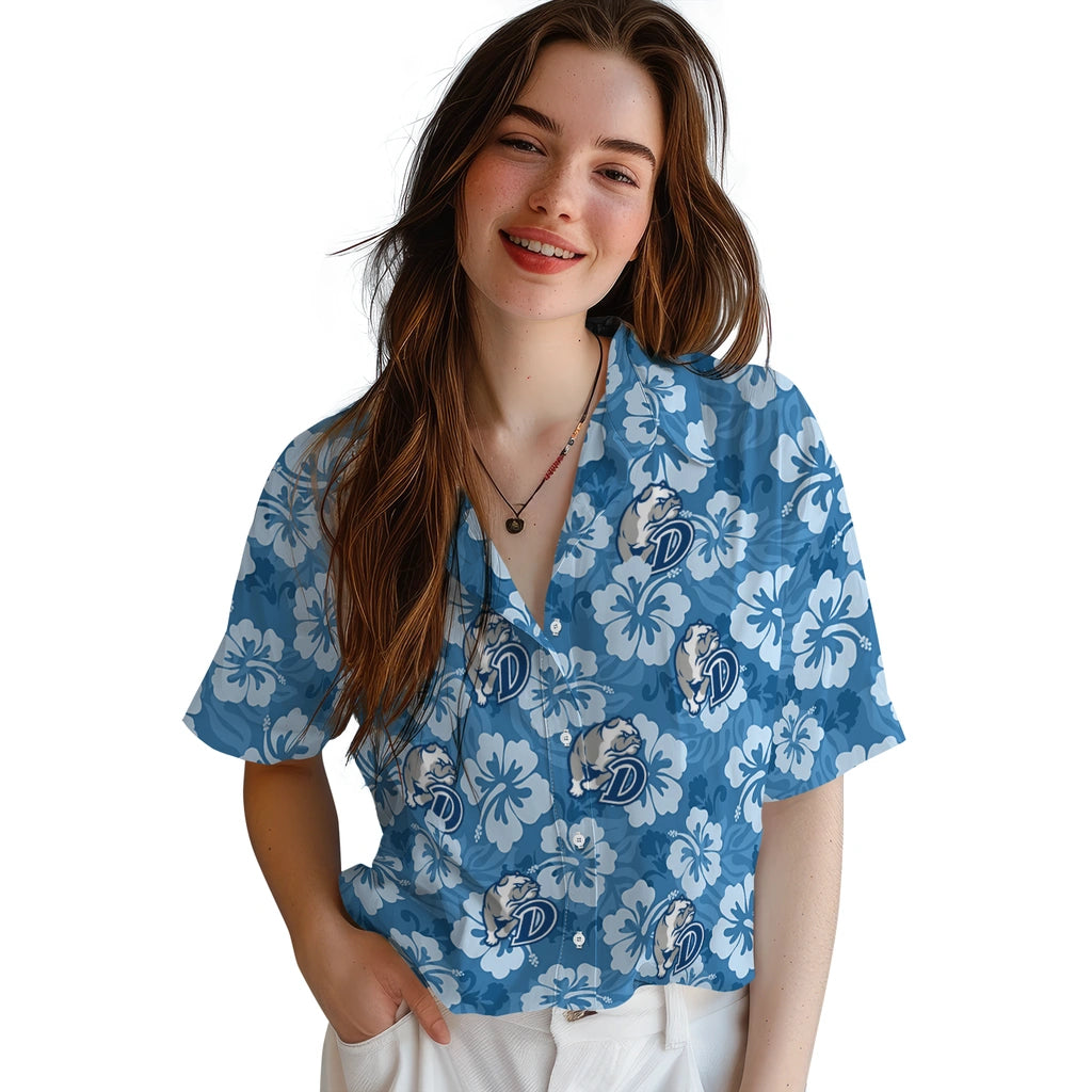 Drake Bulldogs Hawaiian Shirt - Hibiscus Cluster | Hula Hawaiian Shirts