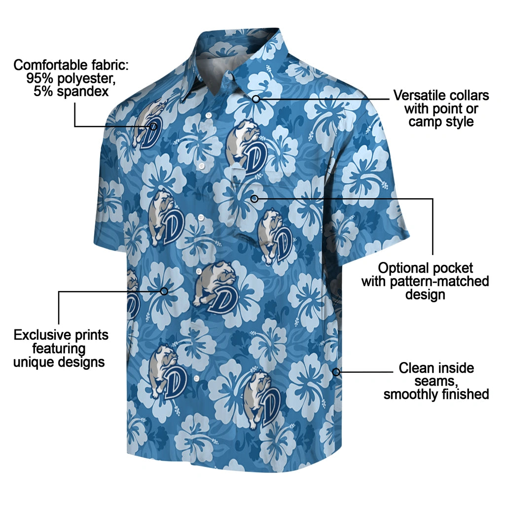 Drake Bulldogs Hawaiian Shirt - Hibiscus Cluster | Hula Hawaiian Shirts
