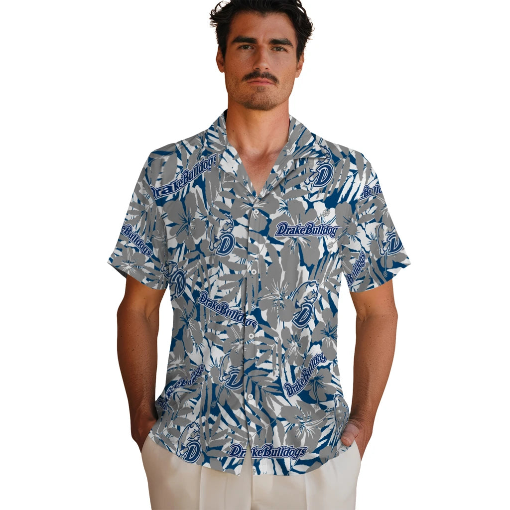 Drake Bulldogs Hawaiian Shirt - Hibiscus Overlay | Hula Hawaiian Shirts
