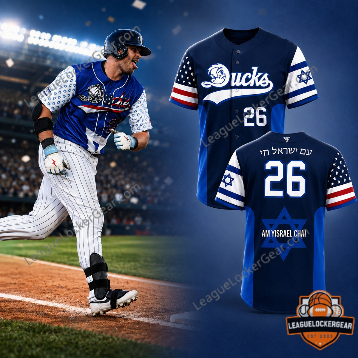 Long Island Ducks Jewish Heritage Night Baseball Jersey - LeagueLockerGear