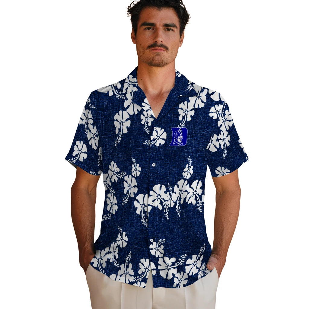 Duke Blue Devils Hawaiian Shirt - 50th State Flower | Hula Hawaiian Shirts