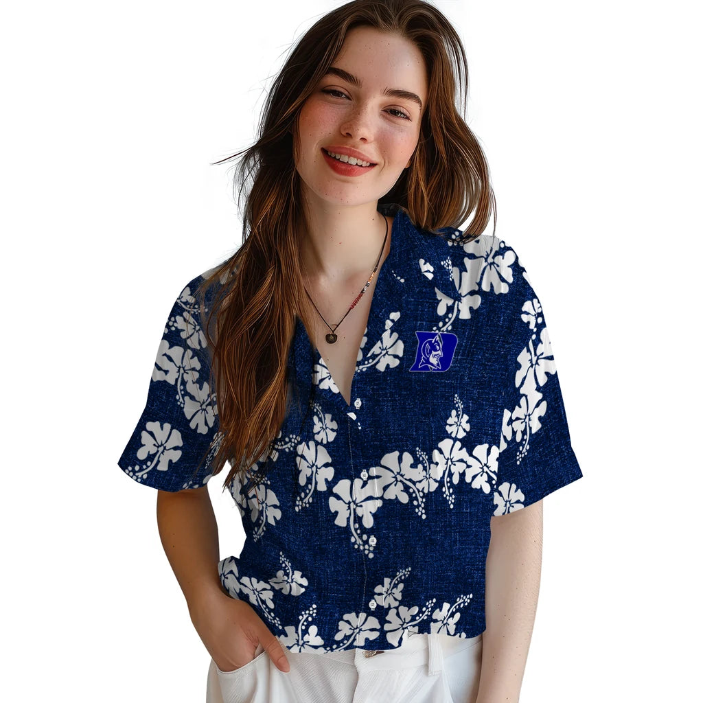 Duke Blue Devils Hawaiian Shirt - 50th State Flower | Hula Hawaiian Shirts