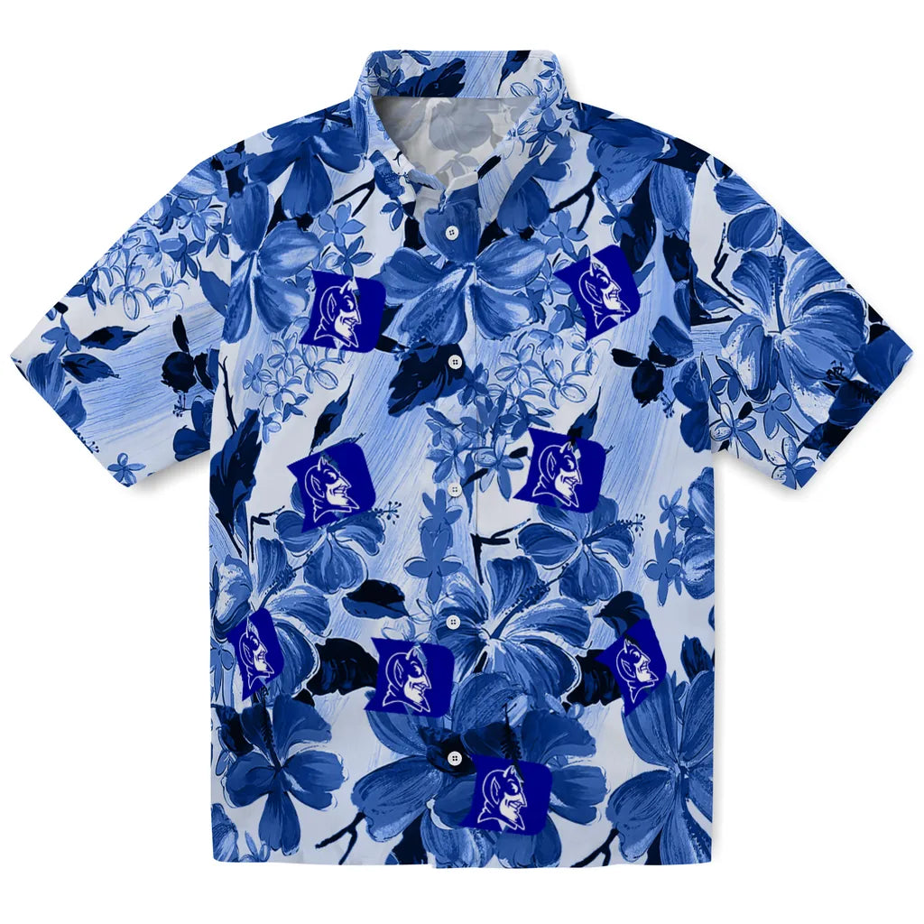 Duke Blue Devils Hawaiian Shirt - Hibiscus Arrangement | Hula Hawaiian Shirts