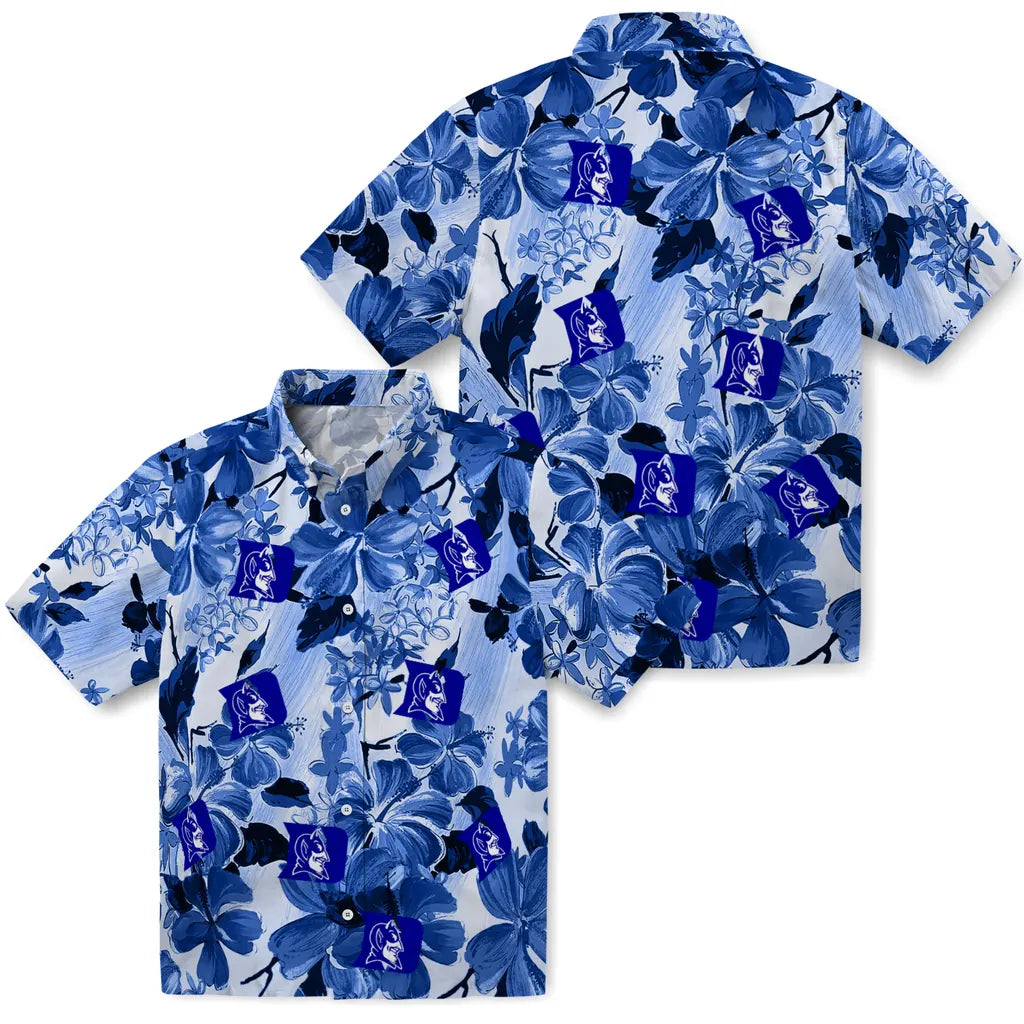 Duke Blue Devils Hawaiian Shirt - Hibiscus Arrangement | Hula Hawaiian Shirts