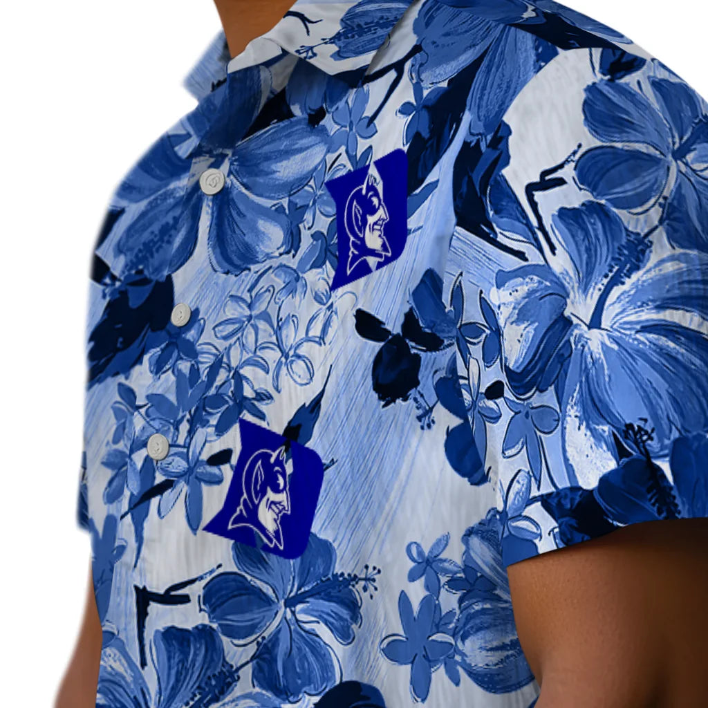 Duke Blue Devils Hawaiian Shirt - Hibiscus Arrangement | Hula Hawaiian Shirts