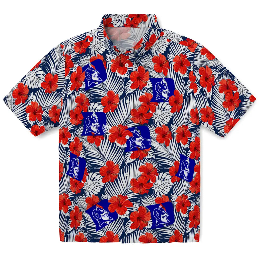 Duke Blue Devils Hawaiian Shirt - Hibiscus Fiesta | Hula Hawaiian Shirts