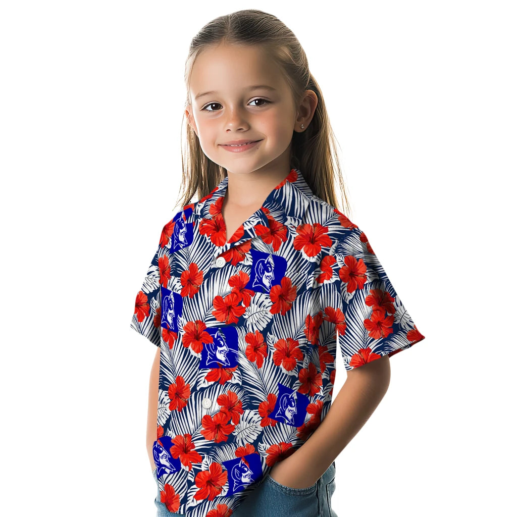 Duke Blue Devils Hawaiian Shirt - Hibiscus Fiesta | Hula Hawaiian Shirts