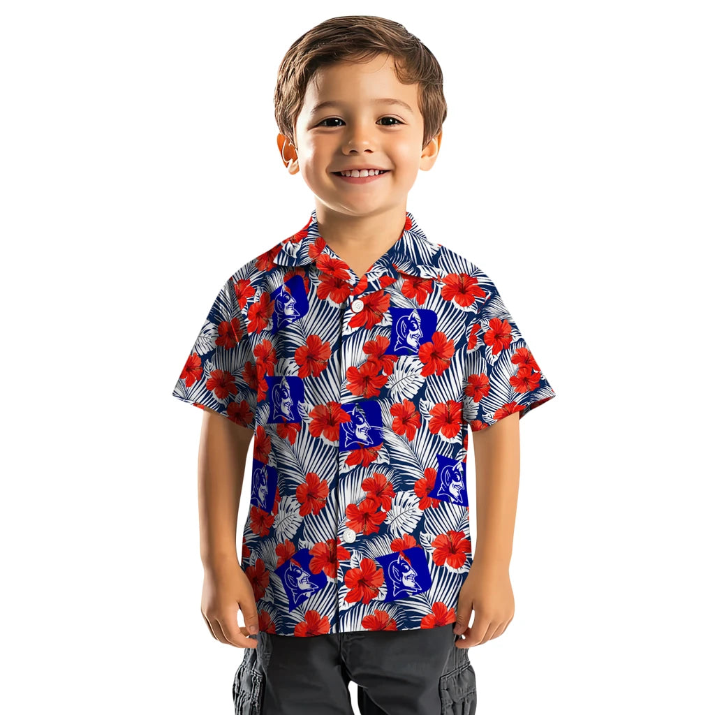 Duke Blue Devils Hawaiian Shirt - Hibiscus Fiesta | Hula Hawaiian Shirts