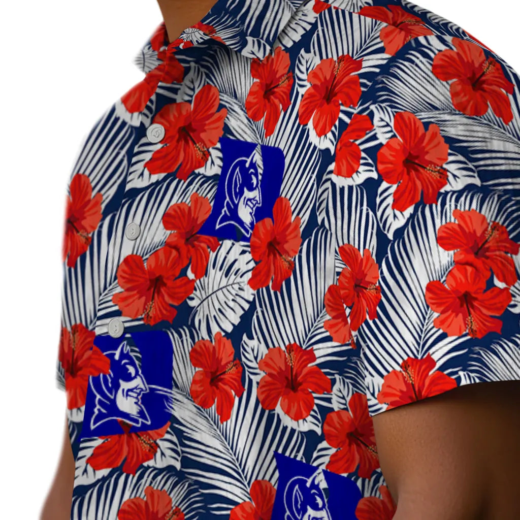 Duke Blue Devils Hawaiian Shirt - Hibiscus Fiesta | Hula Hawaiian Shirts