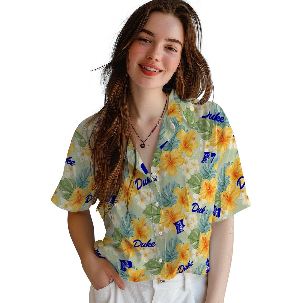 Duke Blue Devils Hawaiian Shirt - Hibiscus Mood | Hula Hawaiian Shirts