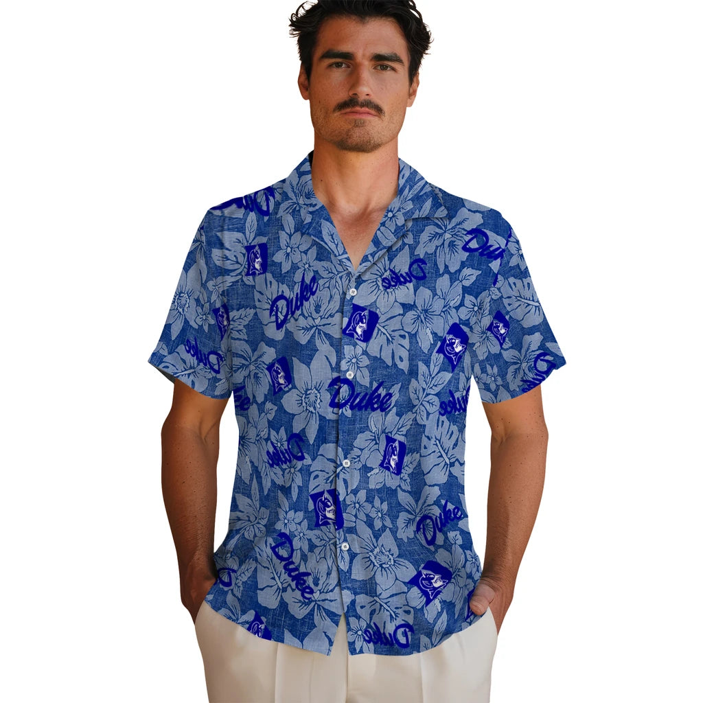 Duke Blue Devils Hawaiian Shirt - Hibiscus Oasis | Hula Hawaiian Shirts