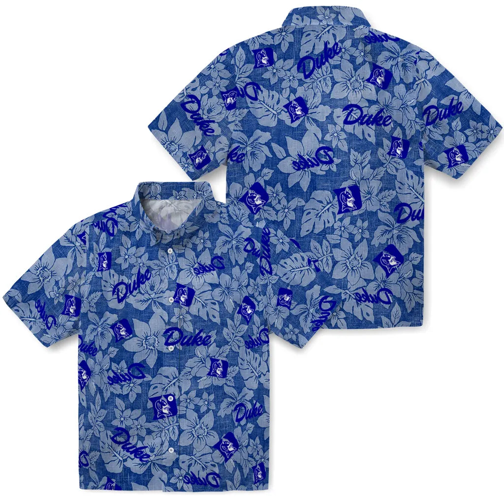 Duke Blue Devils Hawaiian Shirt - Hibiscus Oasis | Hula Hawaiian Shirts