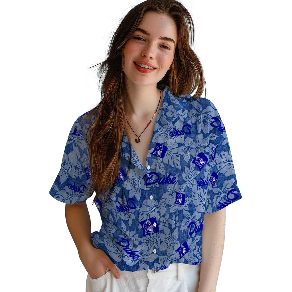 Duke Blue Devils Hawaiian Shirt - Hibiscus Oasis | Hula Hawaiian Shirts