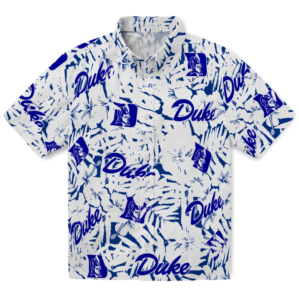Duke Blue Devils Hawaiian Shirt - Hibiscus Overlay | Hula Hawaiian Shirts