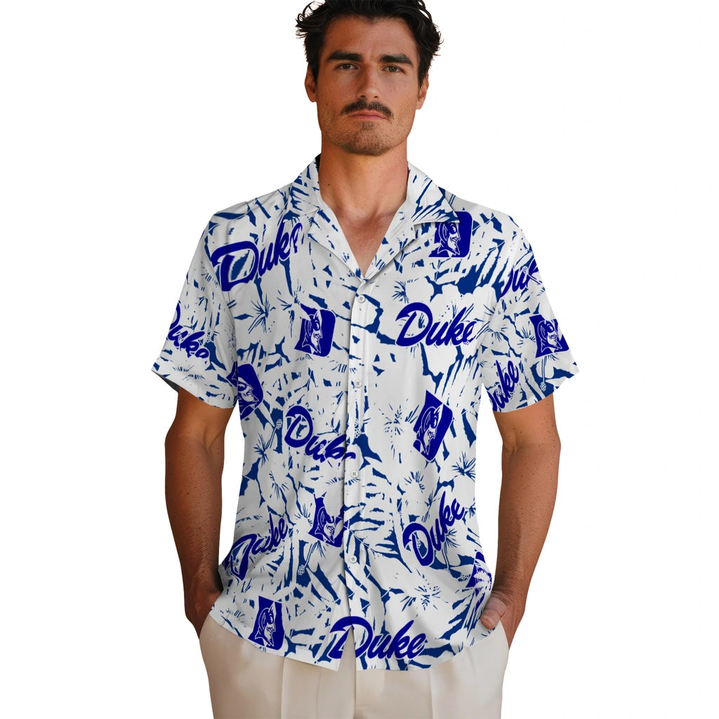Duke Blue Devils Hawaiian Shirt - Hibiscus Overlay | Hula Hawaiian Shirts