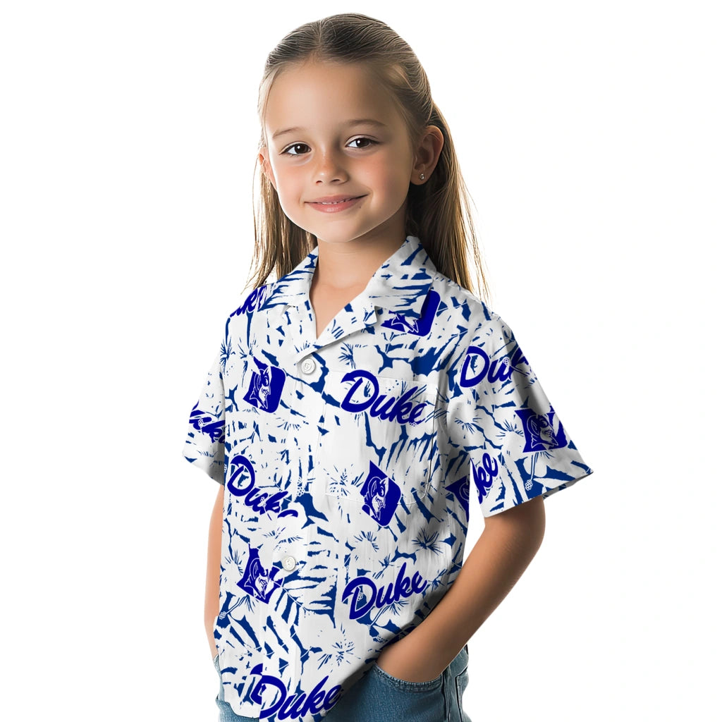 Duke Blue Devils Hawaiian Shirt - Hibiscus Overlay | Hula Hawaiian Shirts
