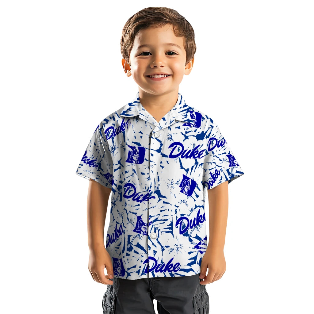 Duke Blue Devils Hawaiian Shirt - Hibiscus Overlay | Hula Hawaiian Shirts