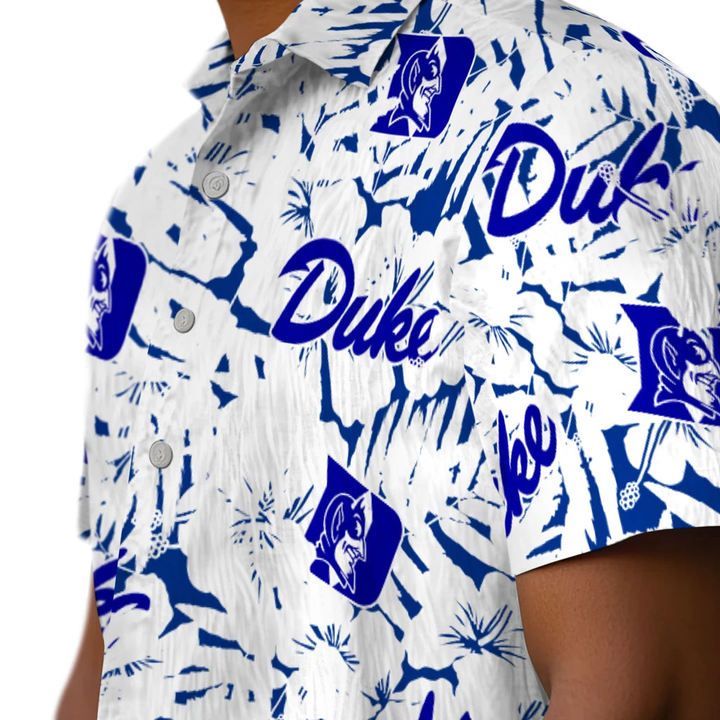 Duke Blue Devils Hawaiian Shirt - Hibiscus Overlay | Hula Hawaiian Shirts