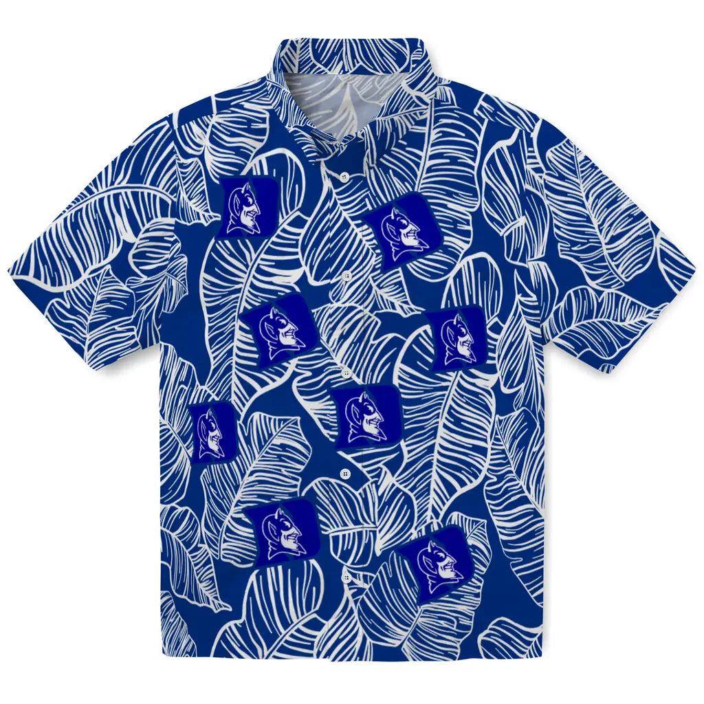 Duke Blue Devils Hawaiian Shirt - Leaf Outline | Hula Hawaiian Shirts