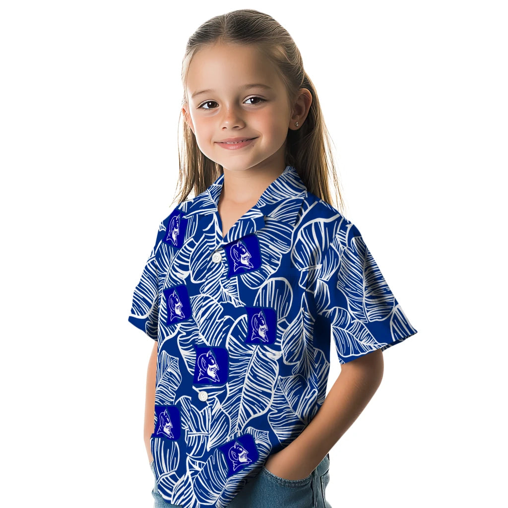 Duke Blue Devils Hawaiian Shirt - Leaf Outline | Hula Hawaiian Shirts